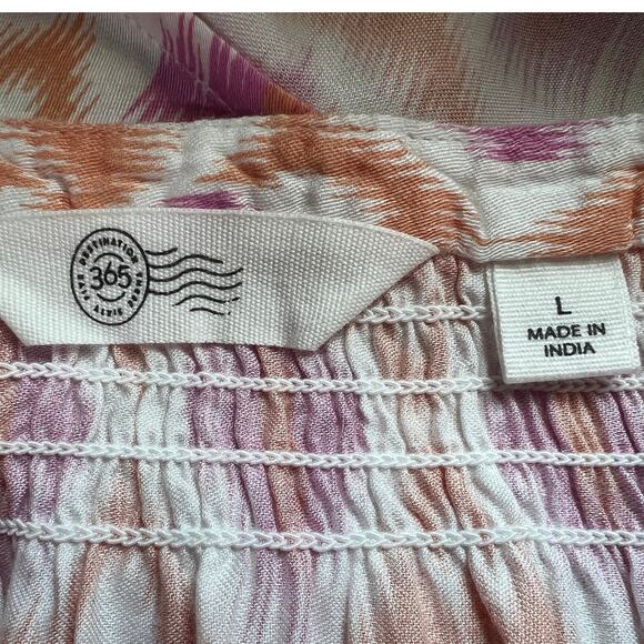 Destination 365 Top Womens Size Large Ikat Print Split-Neck Blouse Pink Blouse - Picture 3 of 10